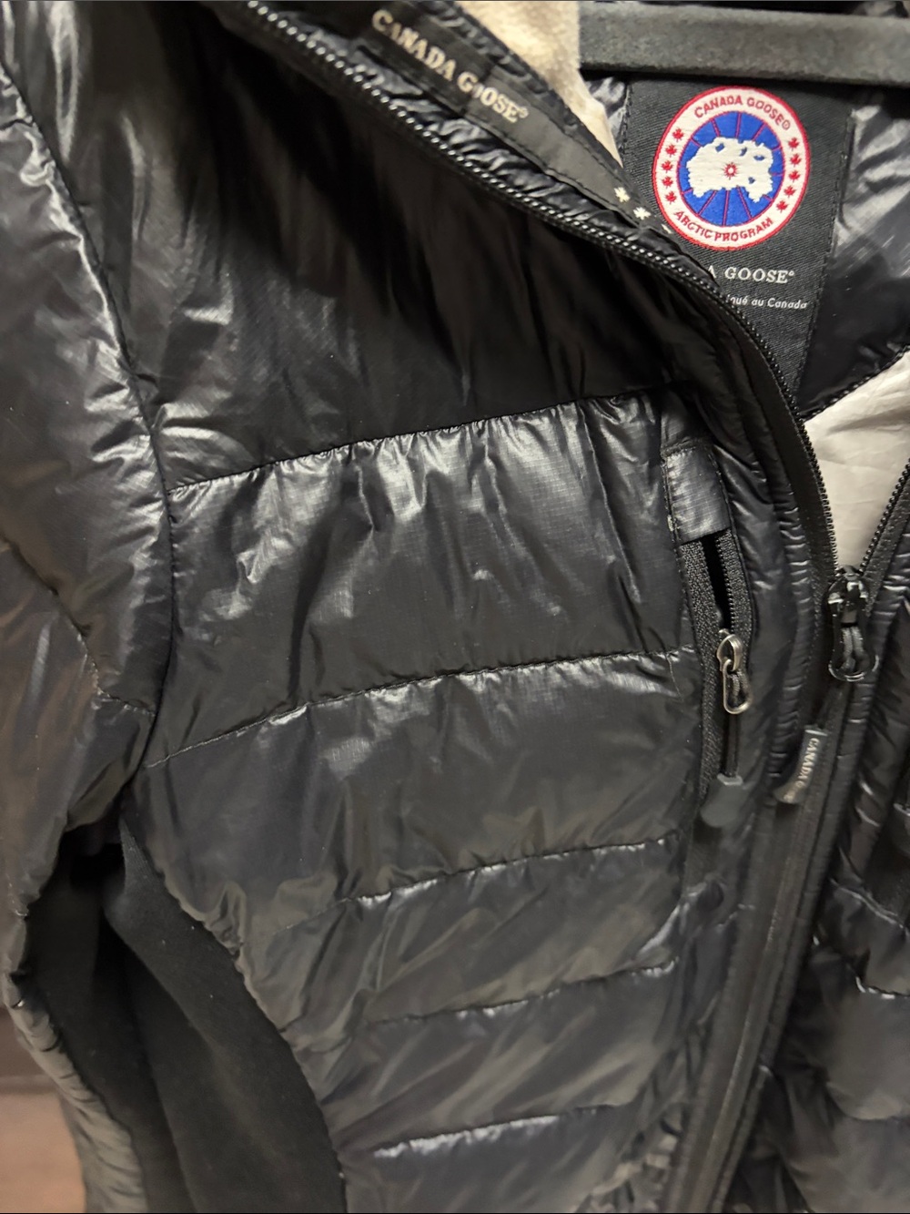 Canada Goose Black Quilted Hooded Puffer with Cream Lining - Picture 14 of 16